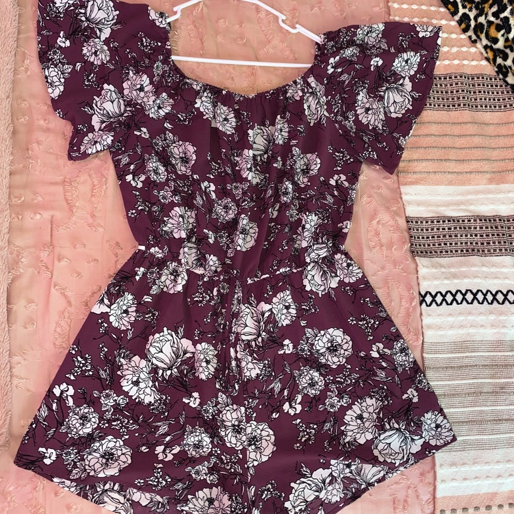 FASHION NOVA floral purple romper